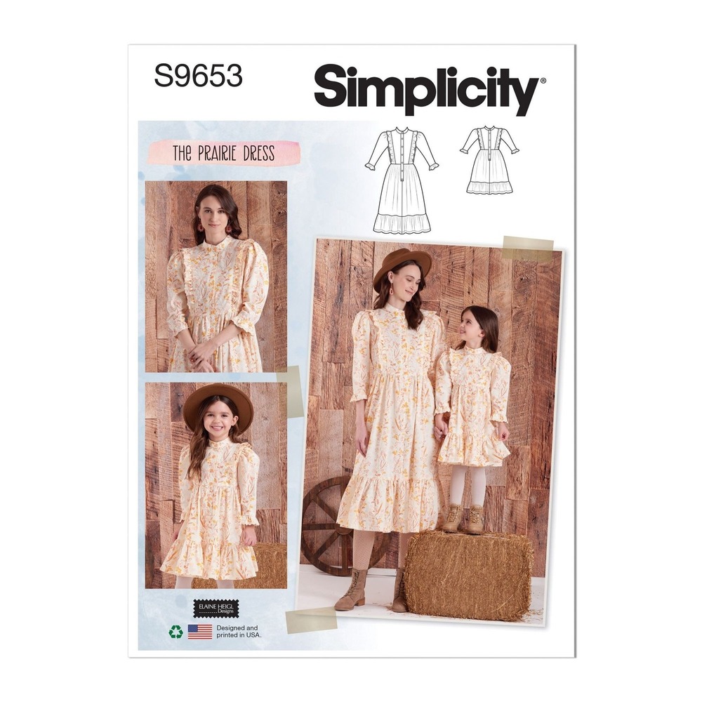 Simplicity Sewing Pattern 9653 R11667 Prairie Dress Mom Daughter ELAINE HEIGL